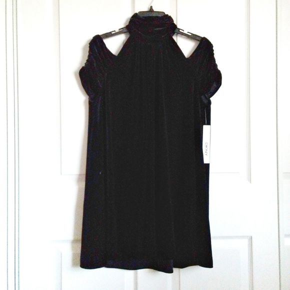 NWT DKNYC High Neck Cold Shoulder Velvet Dress size Medium - Picture 3 of 6